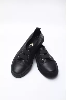 Черные кожаные кеды на полные широкие ножки больших размеров