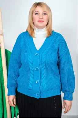 Кофта короткая с вязанным узором батал