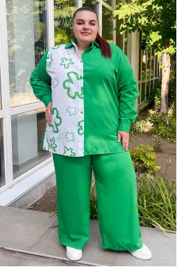 Костюм штапельный в асимметричном дизайне больших размеров