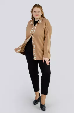 Піджак з коміром та передньою планкою в рослинний візерунок супер батал