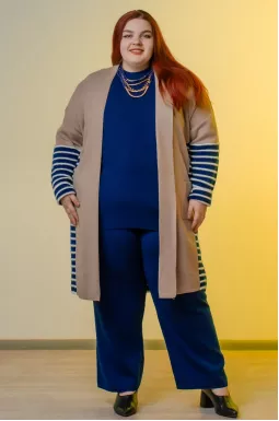 Вязаный костюм тройка с кардиганом батал