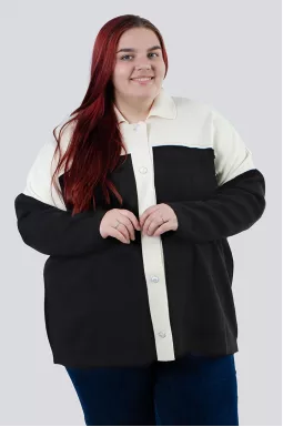 Пиджак двухцветный длинный вязаный супер батал