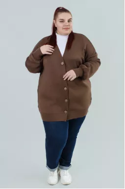 Кофта коротка в'язана у однотонному кольорі великих розмірів