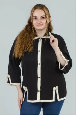 Піджак короткий декорований бантами батал