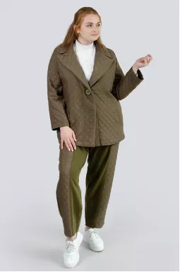  Костюм жакет и брюки из стеганной ткани батал