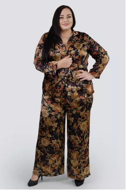 Костюм атласный в принт батал