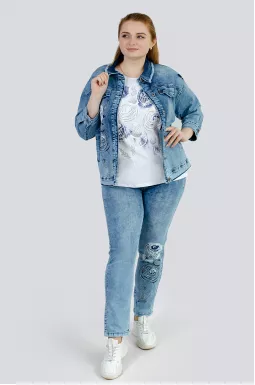 Костюм трійка: куртка, джинси та футболка великих розмірів