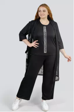 Костюм с кардиганом из сетки больших размеров