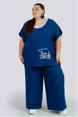 Костюм льняний з принтом великих розмірів