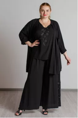 Костюм тройка с брюками клеш больших размеров