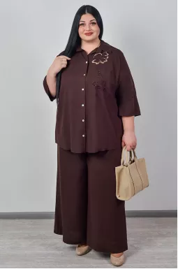 Костюм - брюки з декоративним вибитим орнаментом великих розмірів