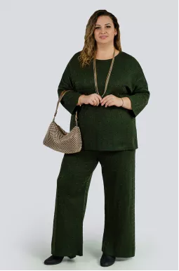 Вязаный костюм с люрексовым узором больших размеров