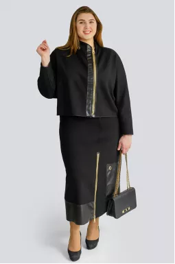 Костюм трикотаж/эко кожа больших размеров