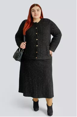 Черный костюм с люрексом больших размеров