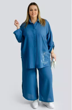  Костюм брючный льняной больших размеров