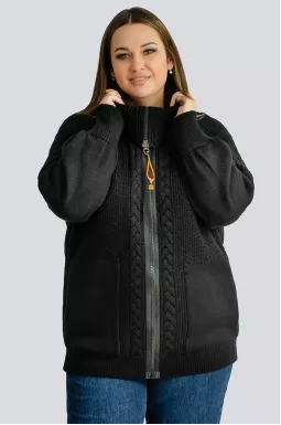 Кофта вязаная с украшением больших размеров