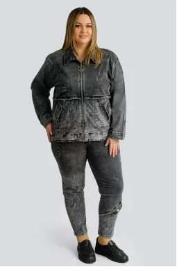 Джинсовий костюм з декором великих розмірів