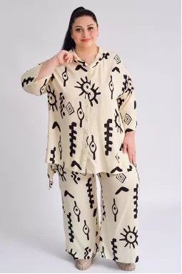 Костюм штапельный в разных принтах больших размеров