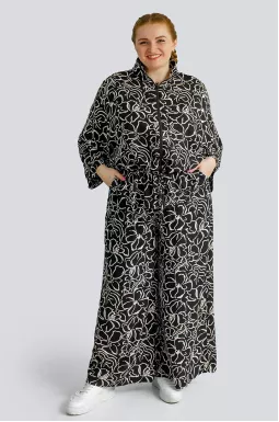 Брючный костюм в цветочный принт больших размеров