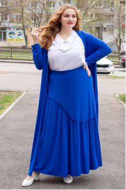 Костюм с юбкой в ​​цвете электрик больших размеров