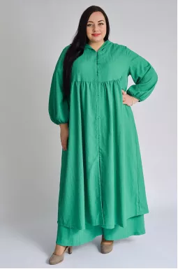 Брючный костюм с кардиганом больших размеров