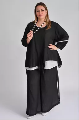 Костюм с брюками и бусами больших размеров