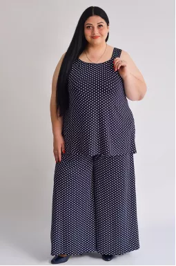 Брючный костюм в горох больших размеров