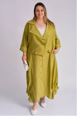 Костюм с юбкой с декоративными пуговицами больших размеров