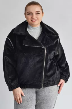 Чорна косуха з екохутра з відстібними рукавами великих розмірів