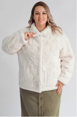 Шуба із екохутра з відкладним коміром великих розмірів