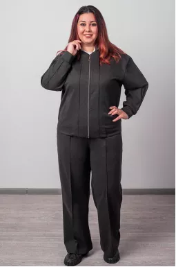 Костюм з брюками на блискавці та вертикальними акцентами великих розмірів