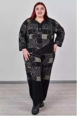 Костюм - брюки із фактурної тканини та з асиметричним верхом великих розмірів