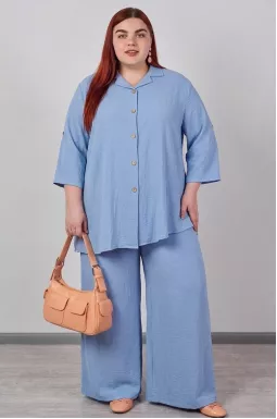 Костюм із широкими брюками в однотонному виконанні великих розмірів