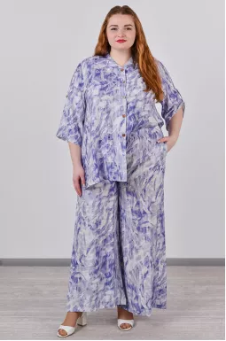Костюм з широкими брюками та з абстрактним принтом великих розмірів