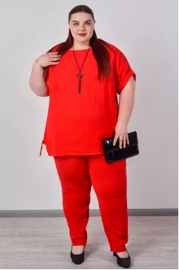 Костюм із брюками з фактурної тканини та боковими зав’язками великих розмірів