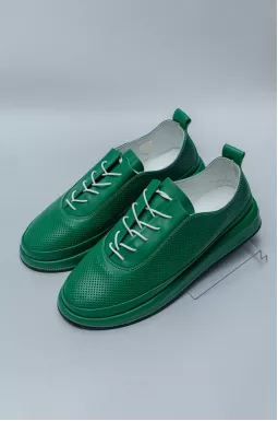 Зелені кросівки з перфорацією великих розмірів