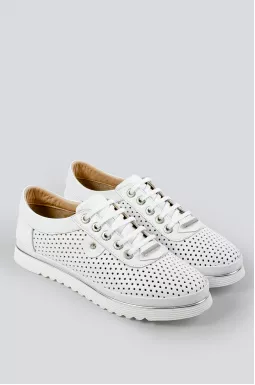 Білі кросівки з перфорованої шкіри великих розмірів