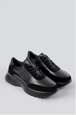 Кросівки чорні зі шкіри, лаку та замші великих розмірів