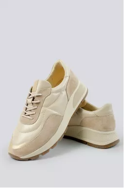 Бежеві кросівки зі шкіри та замші великих розмірів