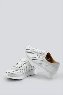 Кросівки білі із перфорованої шкіри великих розмірів