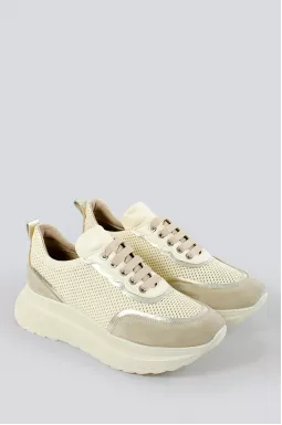 Кросівки бежеві з перфорацією великих розмірів