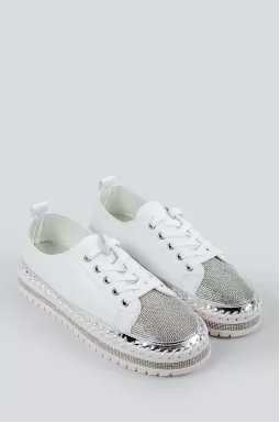 Кеди білі зі стразами великих розмірів