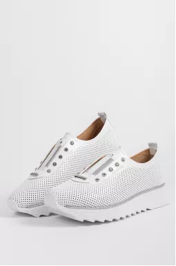 Білі кросівки зі сріблястим декором великих розмірів