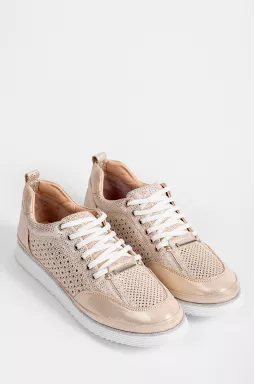 Кросівки бежеві зі сріблястим декором великих розмірів
