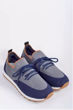 Текстильные кроссовки в сине-серых цветах больших размеров