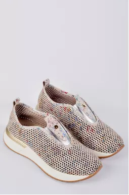 Кроссовки бежевого цвета с цветным принтом больших размеров