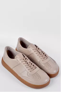 Шкіряні кросівки в бежевому кольорі з анатомічною формою великих розмірів