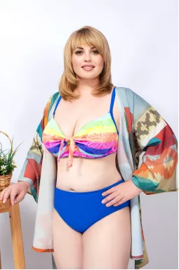 Стильний купальник роздільний в різних принтах батал