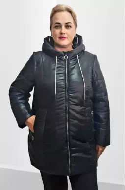 Куртка удлиненная трансформер черного цвета супер батал