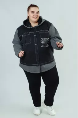 Куртка короткая джинс и футер супер батал